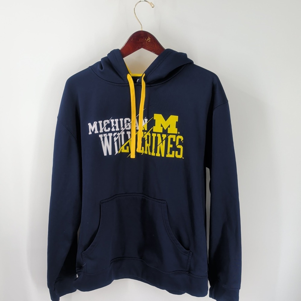 Michigan Wolverines Football Rivalry Threads 91 Mens Navy Blue Spellout Hoodie L